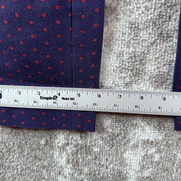 Anthropologie Pants US 2 Womens Blue Twill Circular Dot Ankle Red - Picture 6 of 9